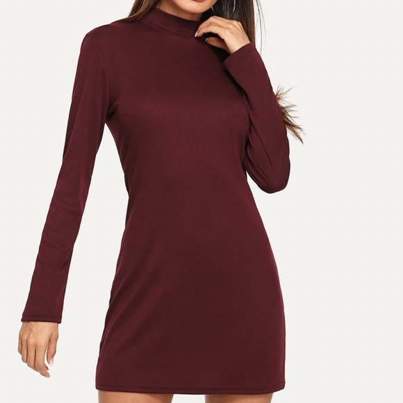 STAND NECK MIDI DRESS - Picture 1 of 2
